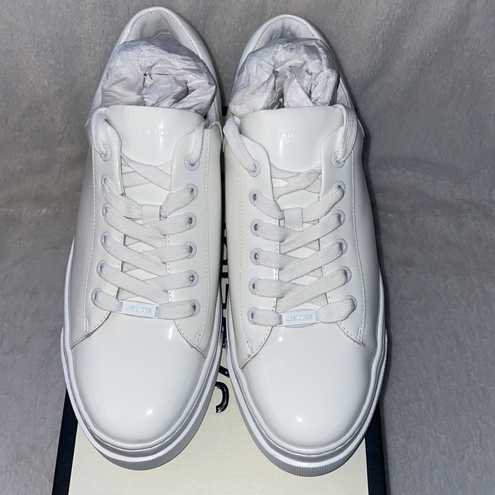 NWT J/SLIDES AMANDA PATENT Leather White Sneaker - Picture 5 of 13